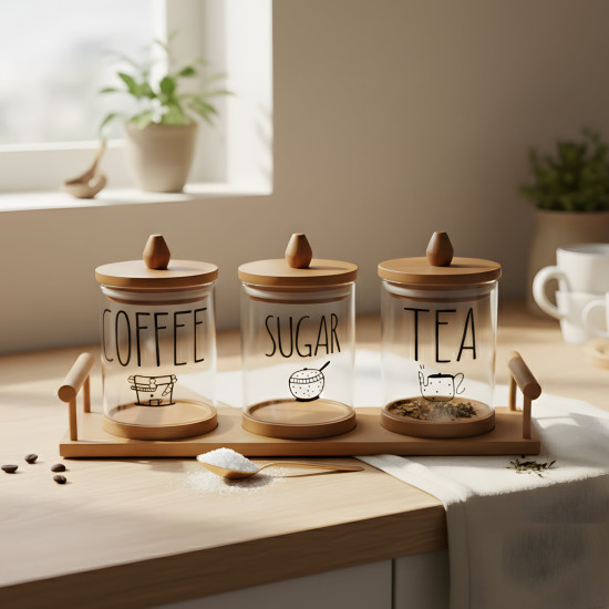 Glass Spice Jar Set - 3 Pcs	